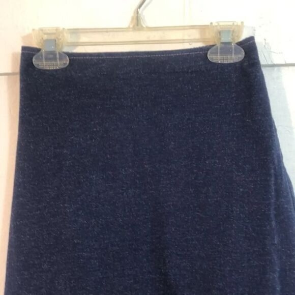 Ruffle Hem Knit Skirt - Knee Length Dark Blue Casual Everyday - Picture 2 of 7